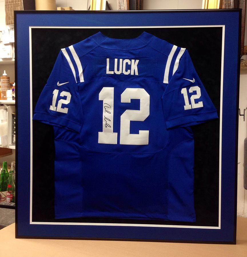 Sports Mixed Media - Andrew Luck Indianapolis Colts Jersey Framing by Edward Smith