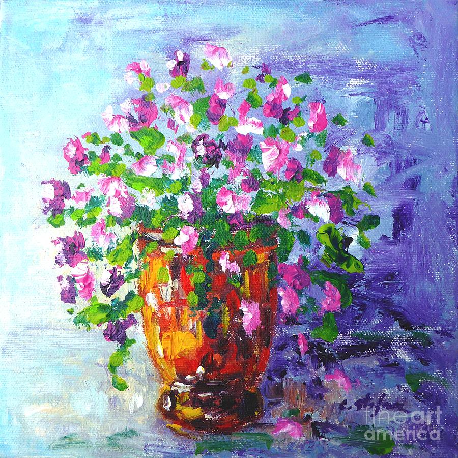 Anduze Pot with Flowers Painting by Cristina Stefan