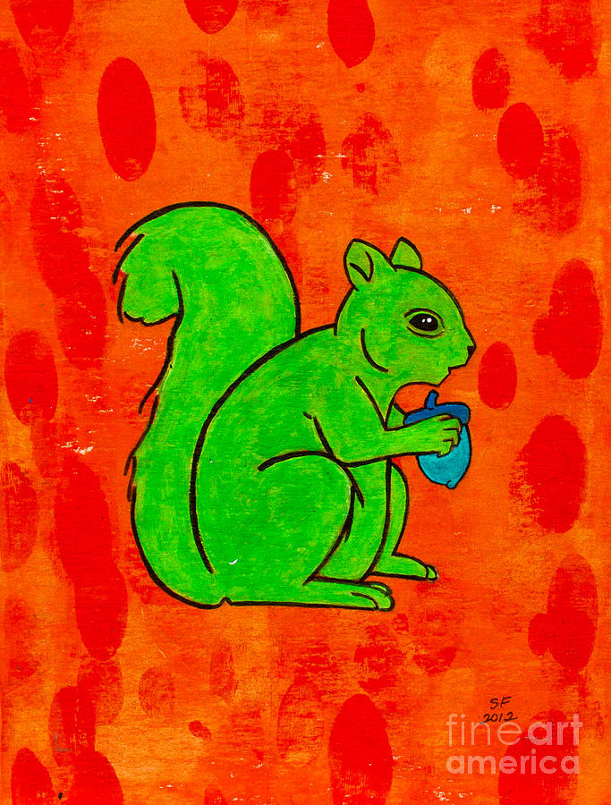 Andys squirrel green Painting by Stefanie Forck