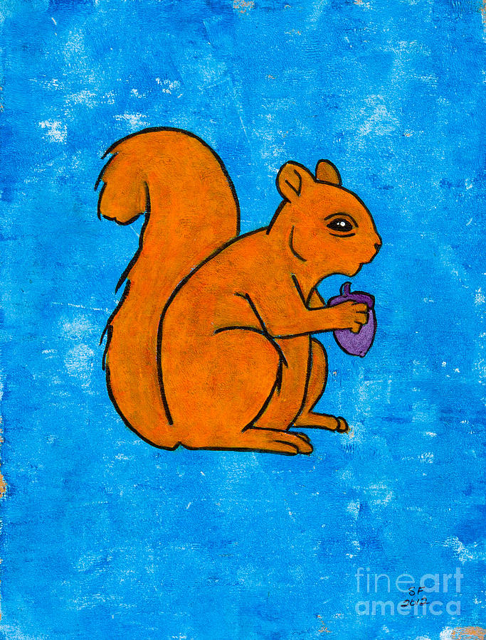 Andys squirrel orange Painting by Stefanie Forck