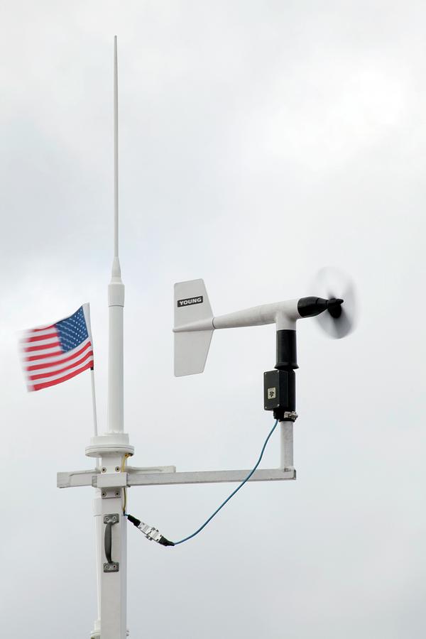 Anemometer And Us Flag Photograph by Jim Edds/science Photo Library