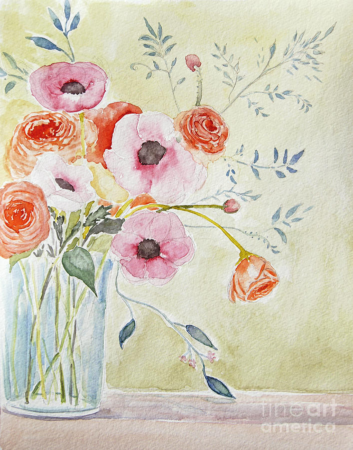 Anemones Floral Painting by Jennifer Beaudet