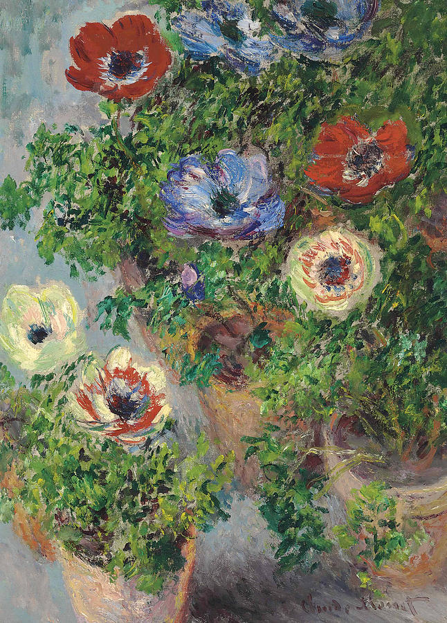 Anemones in Pot Painting by Claude Monet