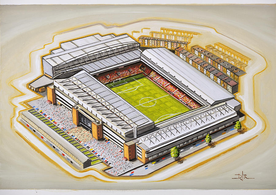 Football Painting - Anfield - Liverpool by D J Rogers