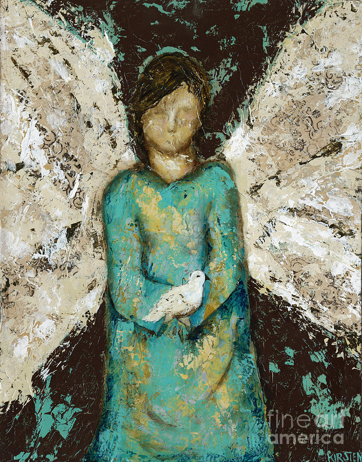 Angel  and  Dove Mixed Media by Kirsten Koza Reed