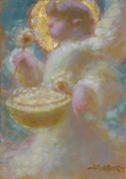 Angel Painting - Angel and drum by John Murdoch Angel Painting - Angel and drum by John Murdoch
