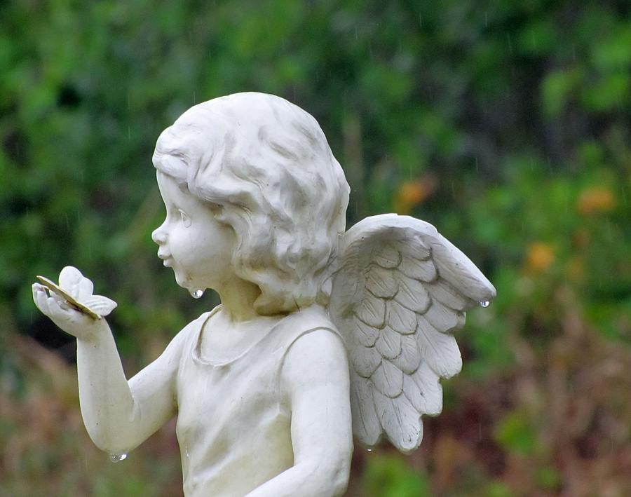 Angel Statue Photograph - Angel Crying in the Rain by Michele Napier-Berg