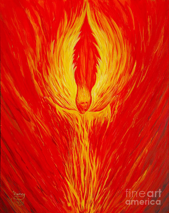 Angel Painting - Angel Fire by Nancy Cupp