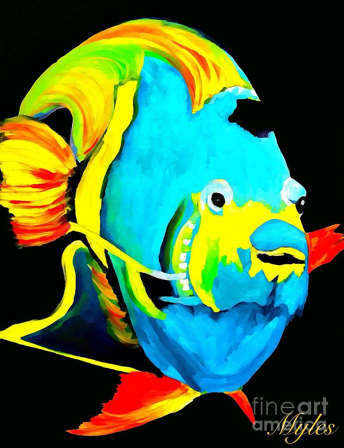 Angel Fish Impression Painting by Saundra Myles