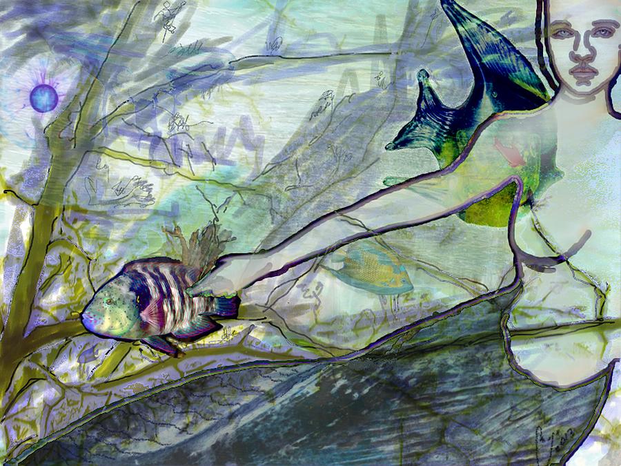 Mermaid Digital Art - Angel Fish by Maria Jesus Hernandez