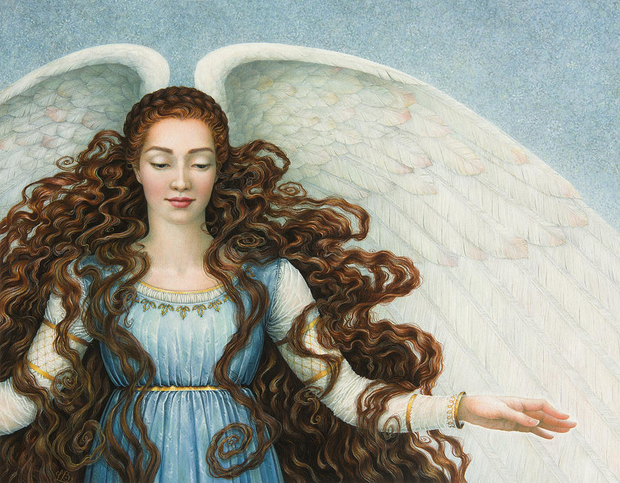 Angel in a Blue Dress Painting by Lynn Bywaters