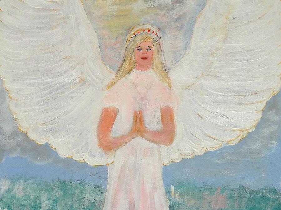 Fantasy Painting - Angel in prayer by Karen Jane Jones