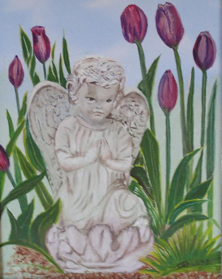 Tulip Painting - Angel in the Garden by Sharon Schultz