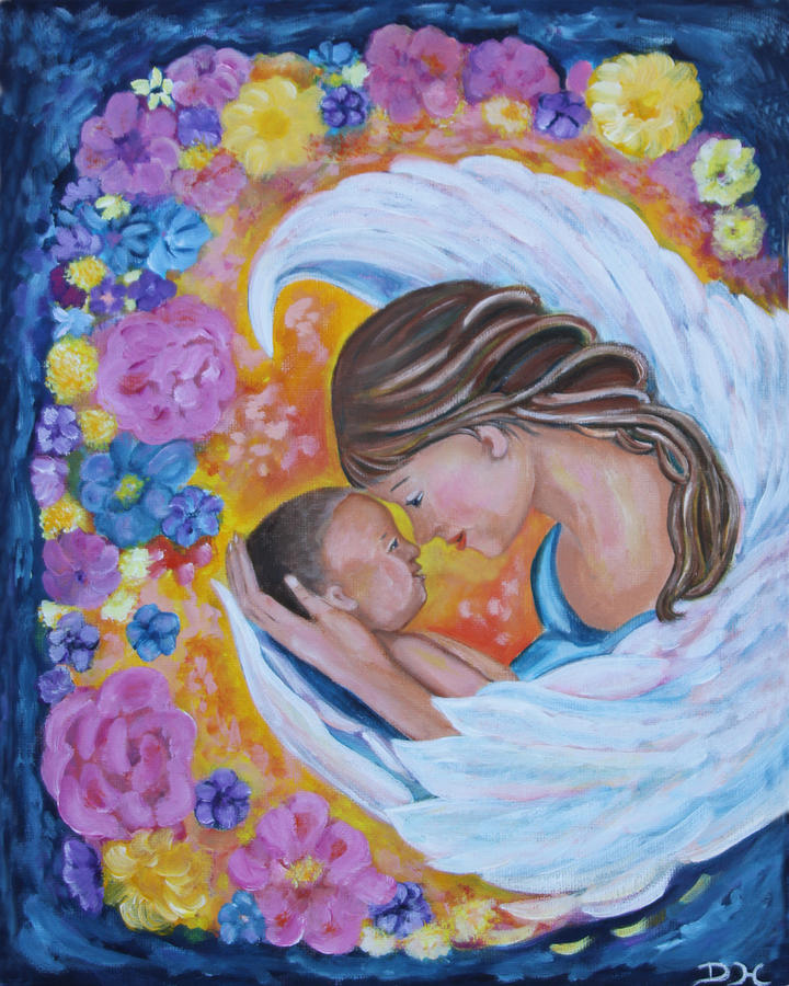 Angel Mother and Child Painting by Diana Haronis