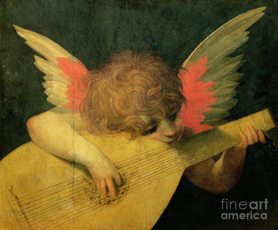 Music Painting - Angel Musician by Giovanni Battista Rosso Fiorentino