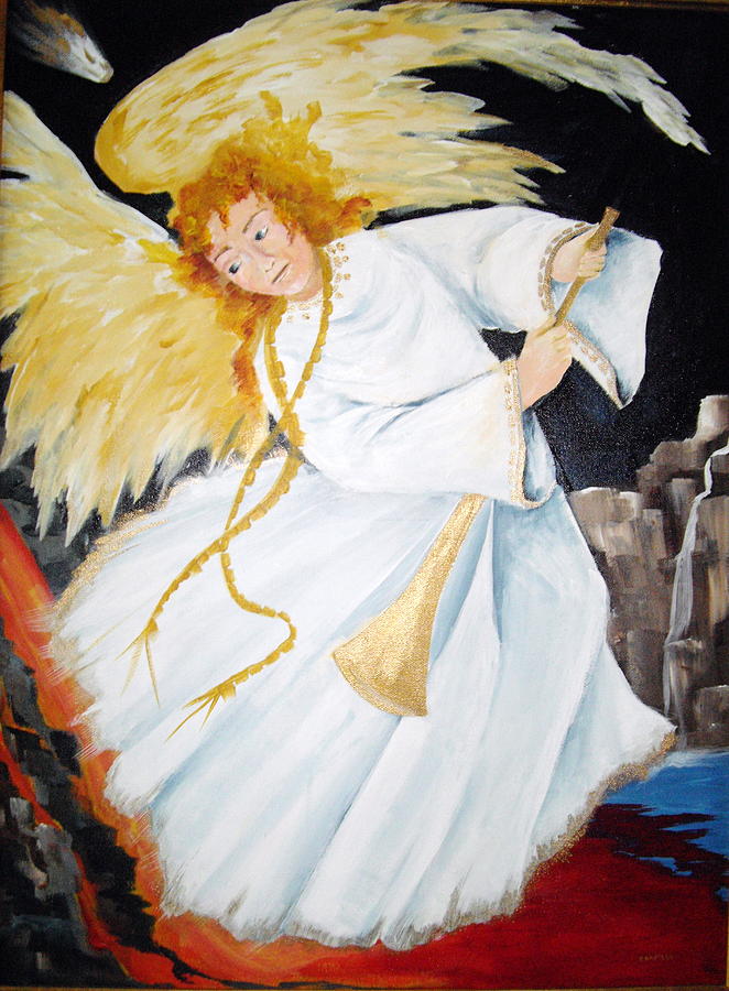 Angel of the Apocalypse Painting by Ellen Canfield