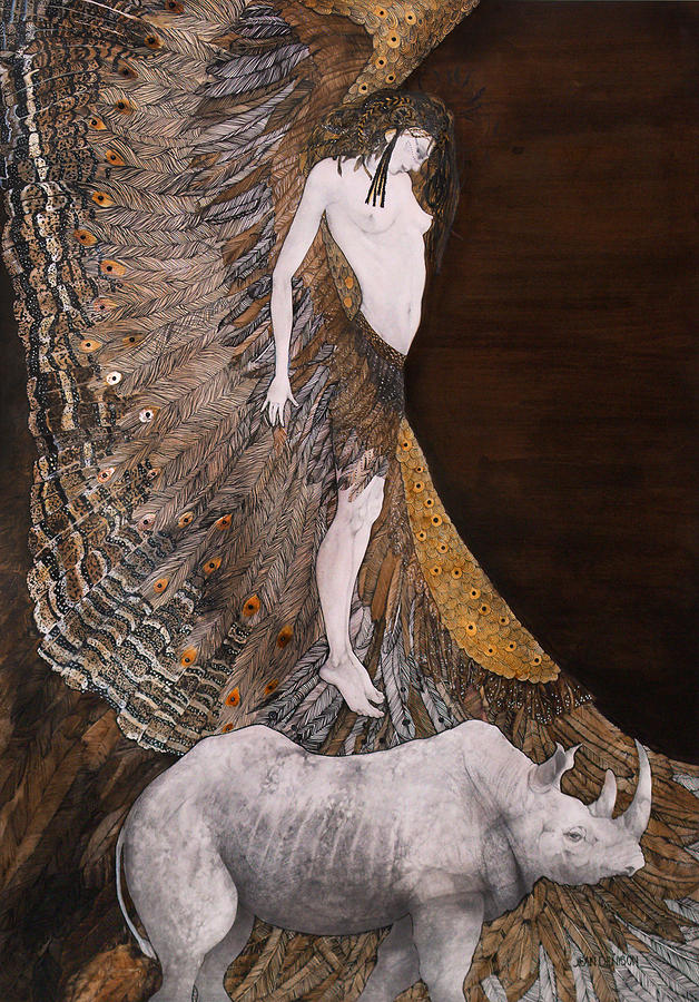 Angel of the Black Rhino  Drawing by Jean Denison
