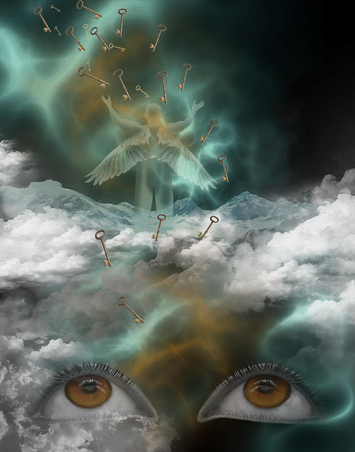 Angel of the Cosmic Keys Digital Art by Catherine Weser