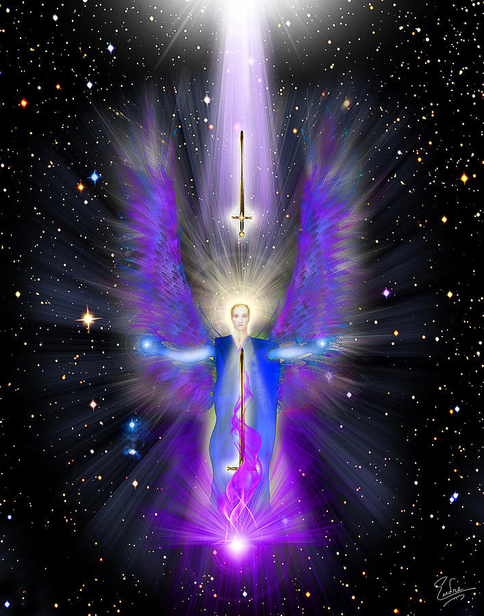 Angel Of The Violet Flame Digital Art by Endre Balogh