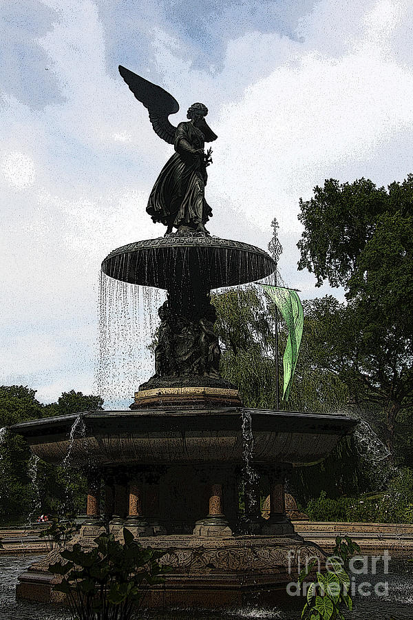 Central Park Photograph - Angel Of The Waters Painterly by Christiane Schulze Art And Photography