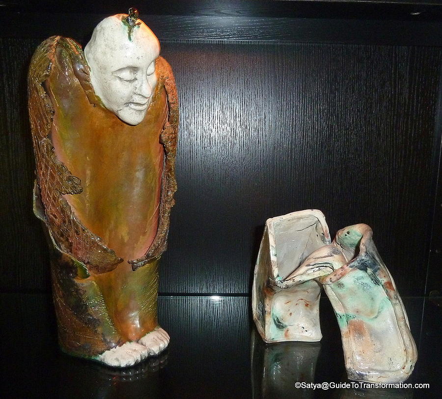 Angel Ceramic Art - Angel Pondering Modern Art by Satya Winkelman Angel Ceramic Art - Angel Pondering Modern Art by Satya Winkelman