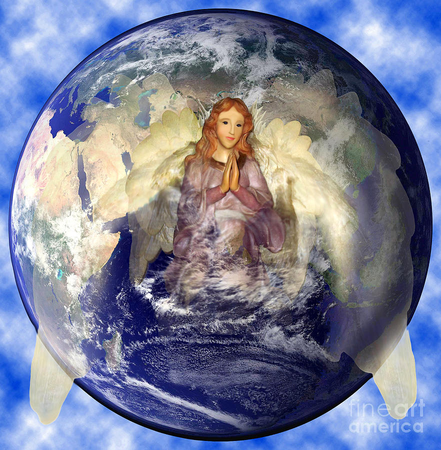 Abba Digital Art - Angel Praying for World Peace by The Kepharts 