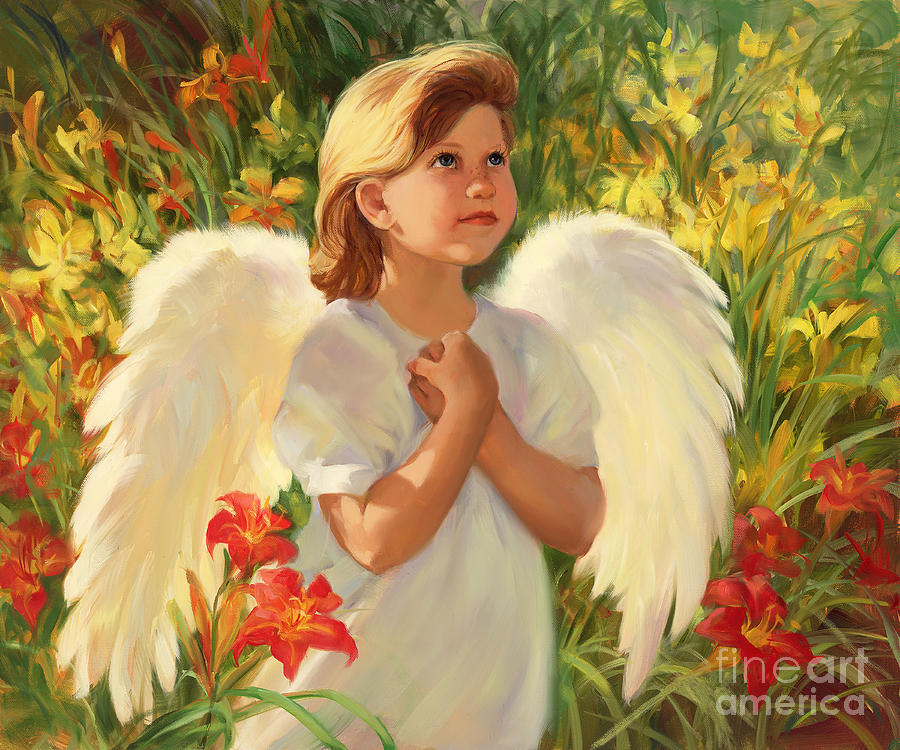 Flower Painting - Angel Red and Yellow by Laurie Snow Hein