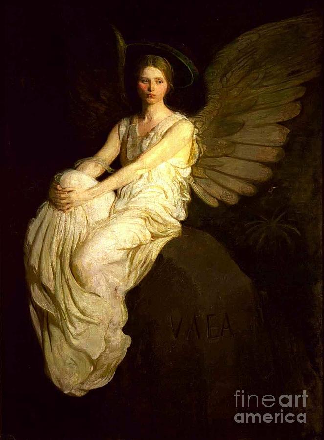 Angel Seated On Rock Painting By Roberto Prusso - Fine Art America