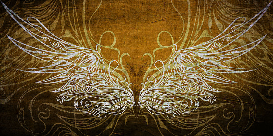 Angel Wings Gold Mixed Media by Angelina Tamez