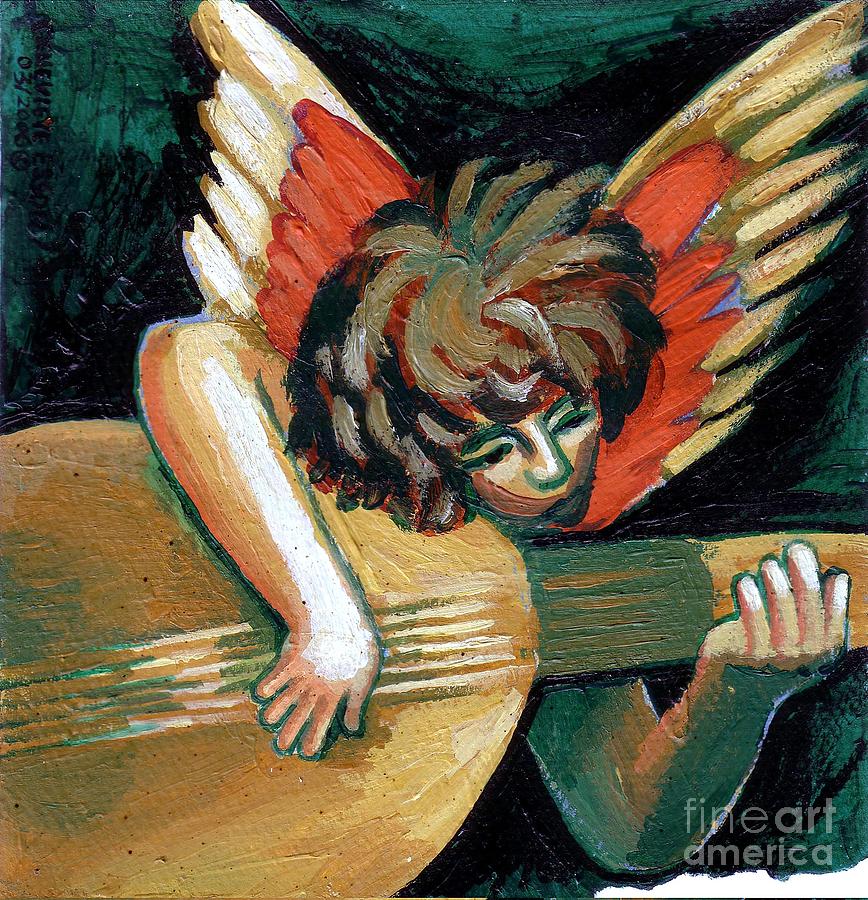 Angel With Lute Painting by Genevieve Esson