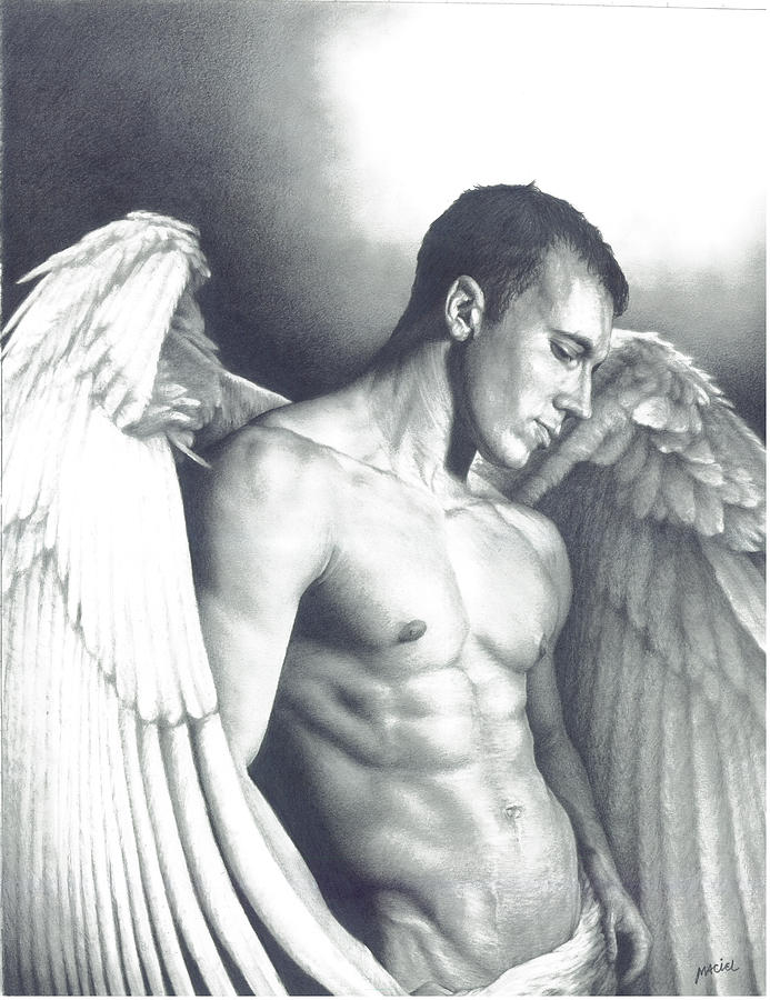 Nude Drawing - Angelic Gaze by Maciel Cantelmo