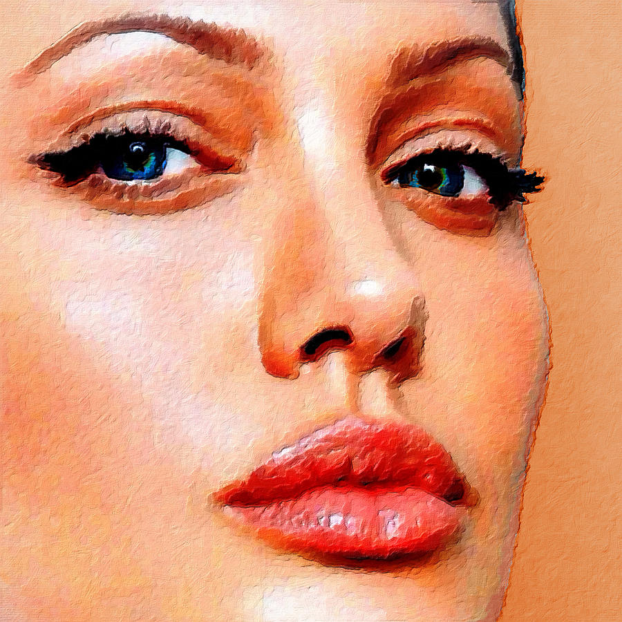 Angelina Jolie Acrylic On Canvas Mixed Media by Tony Rubino