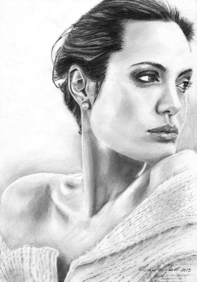 Angelina Jolie Pencil Drawing by Alexander Gilbert Fine Art America