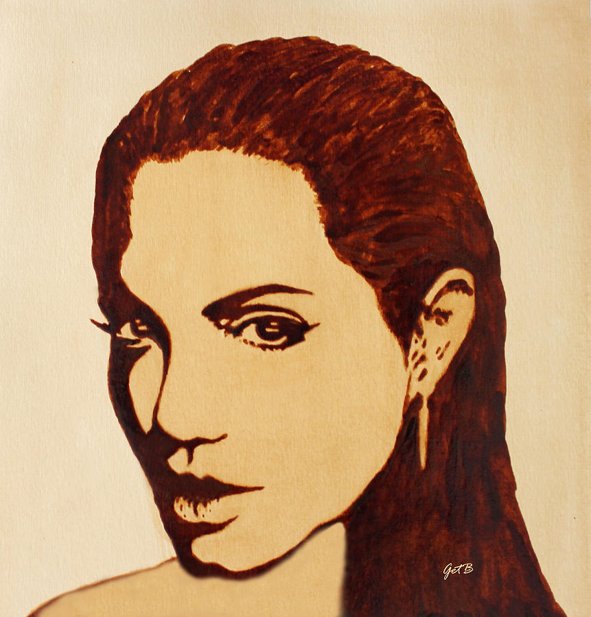 Angelina Jolie original coffee painting Painting by Georgeta  Blanaru