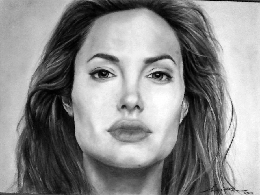 Angelina Jolie Original Pencil Drawing Drawing by Murni Ch | Fine Art ...