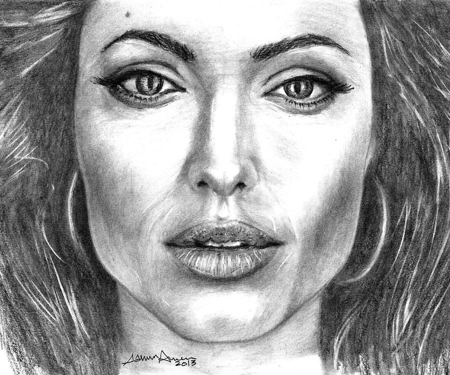 Hollywood Drawing - Angelina Jolie by Salman Ameer
