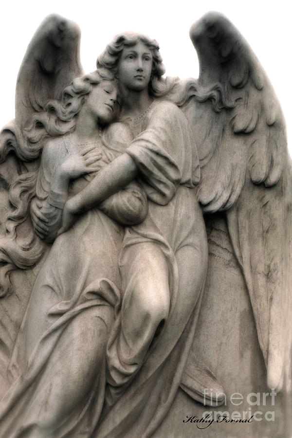 Angels Embracing - Angels Dreamy Romantic Angel Art - Guardian Angel Art  Photograph by Kathy Fornal