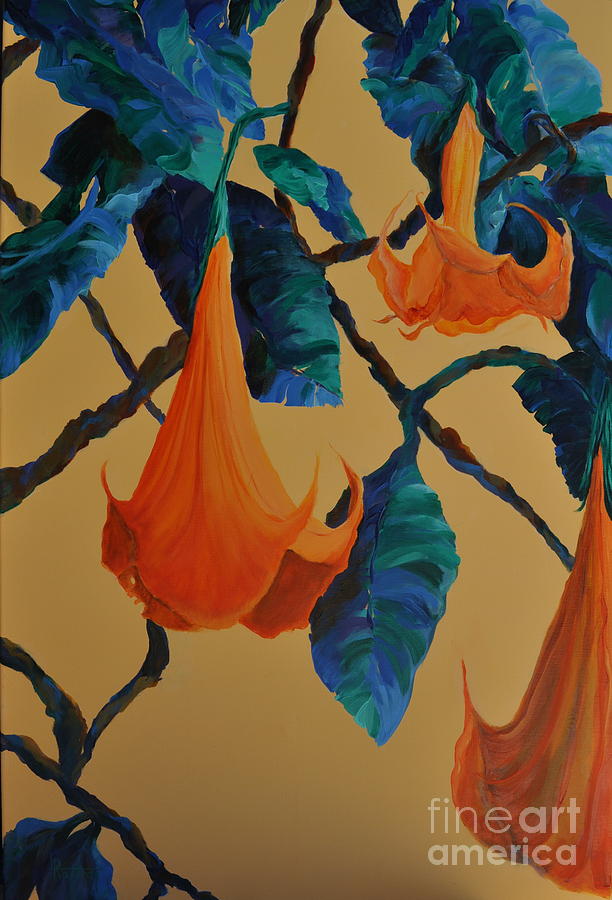 Flower Painting - Angels Trumpet Song by Lynn Rattray