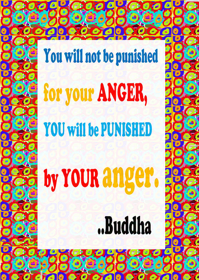 Buddha Mixed Media - Anger Buddha Wisdom Quote Buddhism   Background Designs  and Color Tones n Color Shades available fo by Navin Joshi