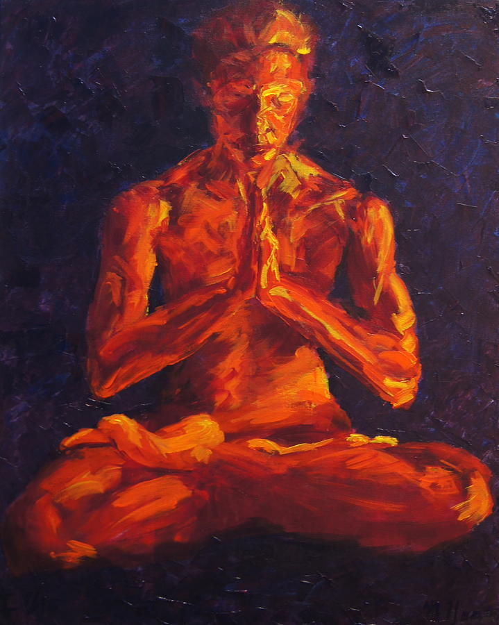 Lotus Pose Painting - Angie in Lotus Pose-I Am by Mary Haas Lotus Pose Painting - Angie in Lotus Pose-I Am by Mary Haas