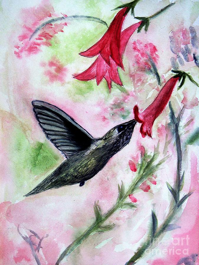 Bird Painting - Angies Humming Bird by Donna Walsh