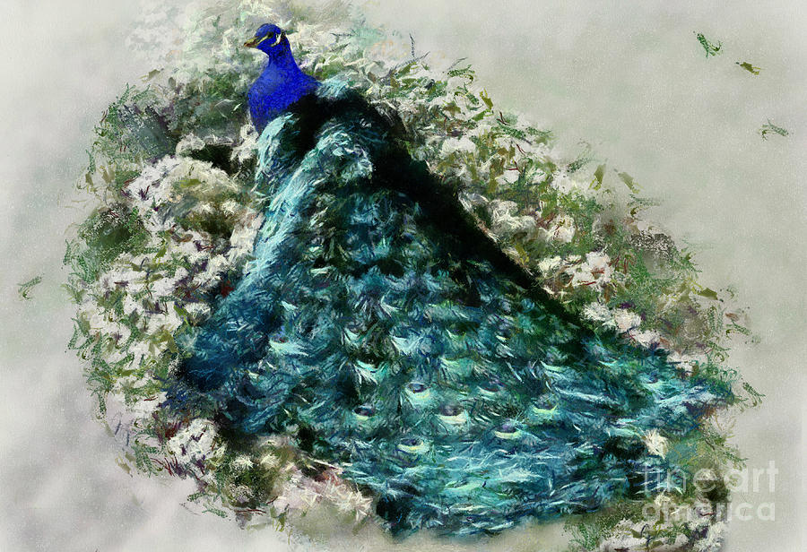 Peacock Painting - Angle of the Garden by Scott Bennett