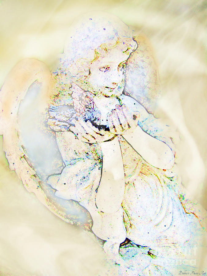 Angle with dove photoart Digital Art by Debbie Portwood