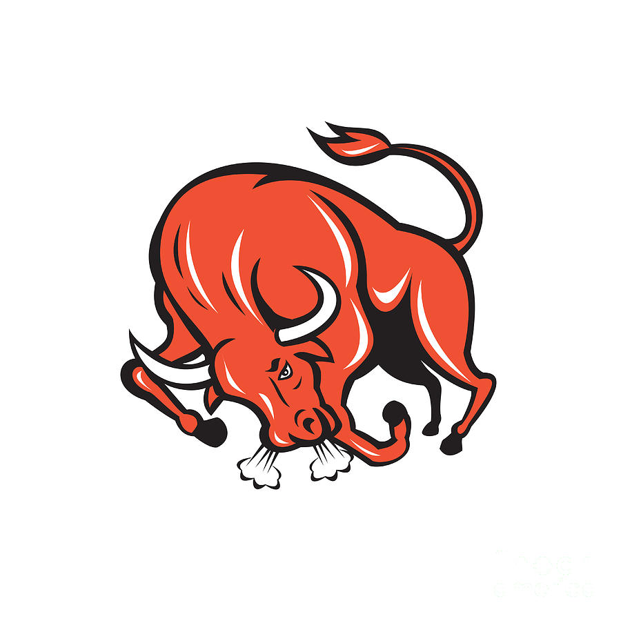 Angry Bull Charging Cartoon Digital Art by Aloysius Patrimonio - Fine Art  America