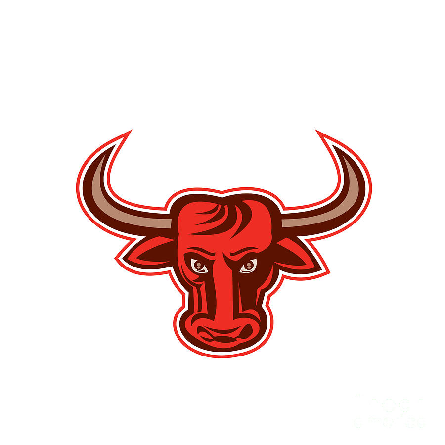 Angry Bull Head Front Retro Digital Art by Aloysius Patrimonio - Fine ...