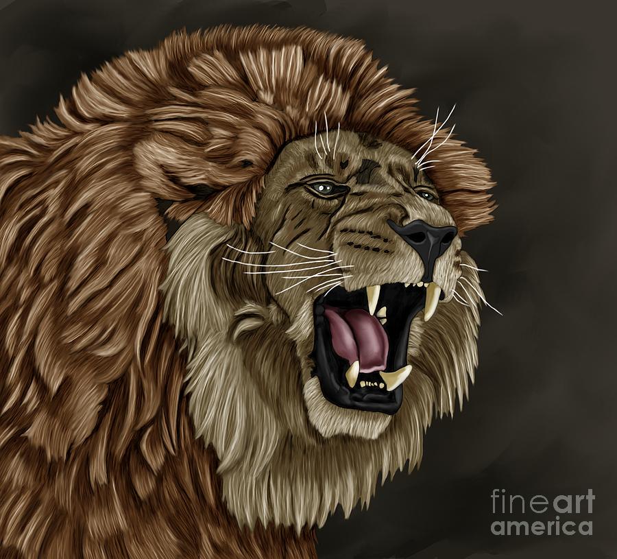 Angry Lion Painting