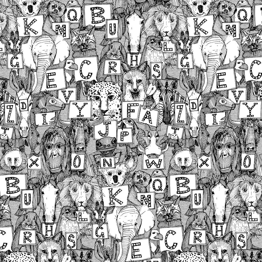 Black And White Painting - Animal Abc Black White by MGL Meiklejohn Graphics Licensing