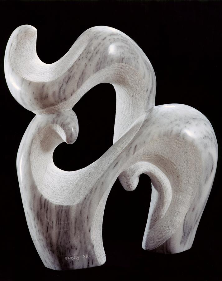 Abstract Sculpture - Animal and its Cub by Shimon Drory