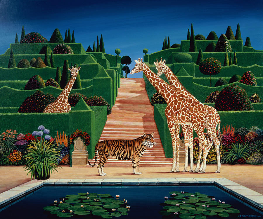 Giraffe Painting - Animal Garden by Anthony Southcombe