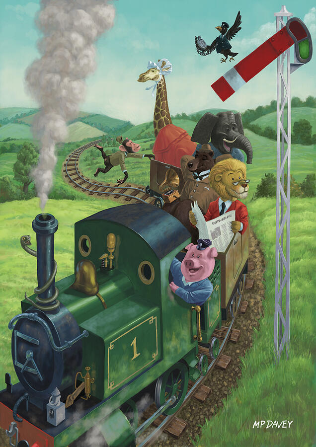 Animal Train Journey Painting by Martin Davey